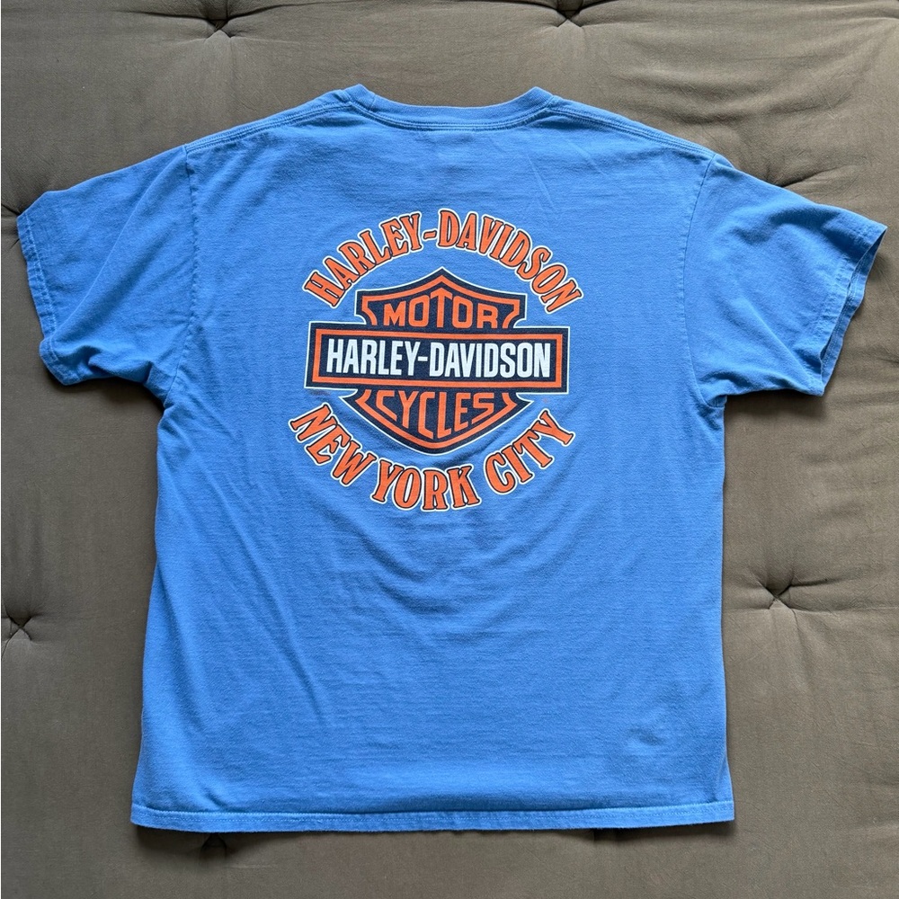 Harley‎ Davidson NYC Pinup Shirt Mens Large Blue
